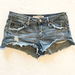 KANCAN Raw Hem Distressed Cutoff Denim Jean Shorts Womens 24